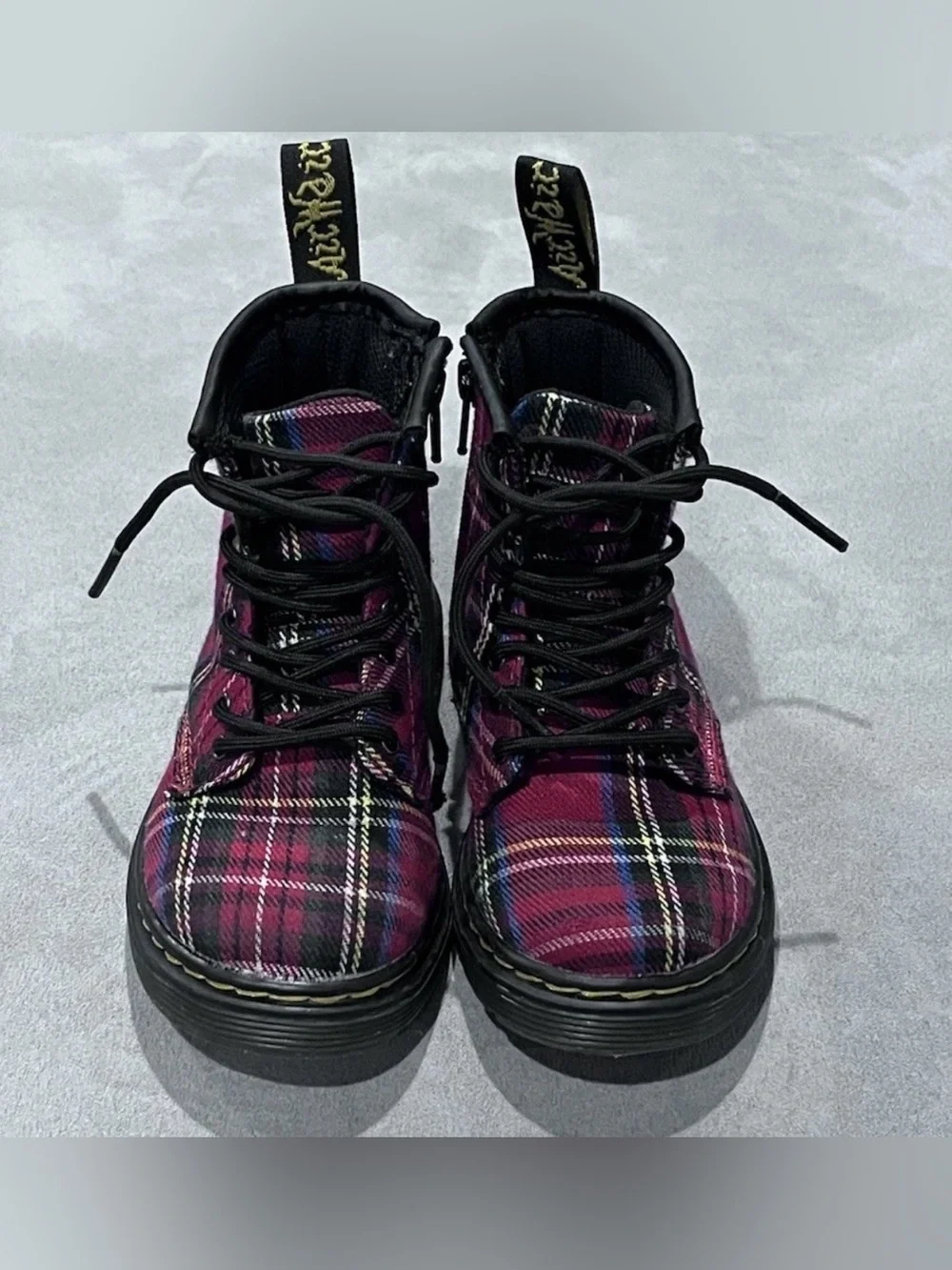Dr. Martens Doc Kids 1460 Tartan Plaid Boots US 8 Little Kid EU 24 Side Zip